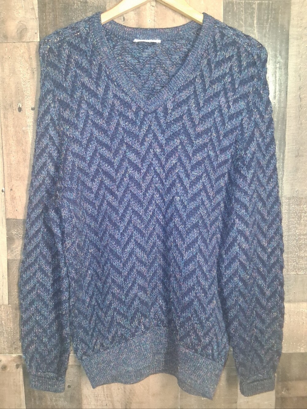 Vintage ST JOHN 80s 90s Herringbone Wool Blend Sweater Size 42